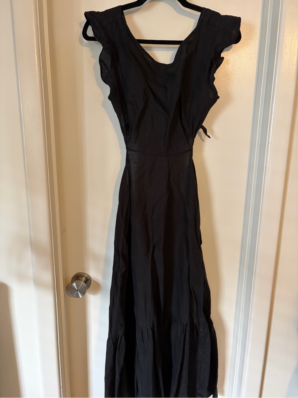 Marissa Webb Black Ruffle Sleeve Maxi Dress